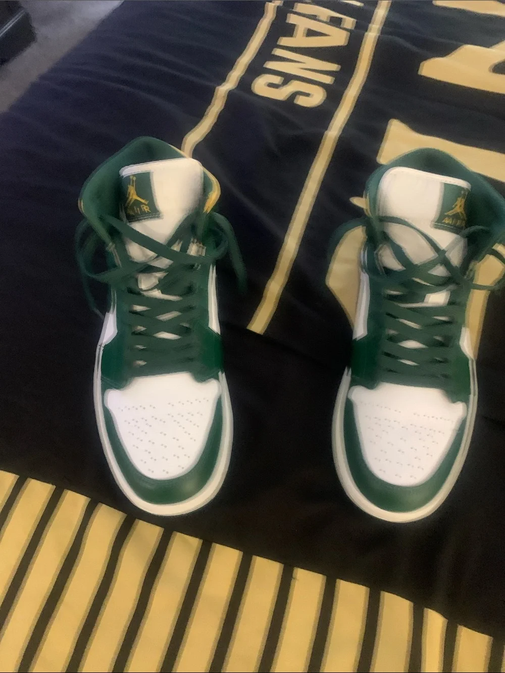 Jordan High-Top Sneakers in Green and White